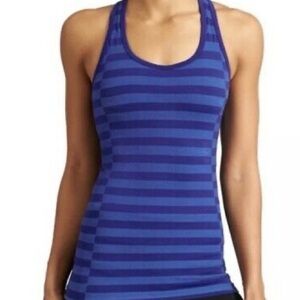 Athleta Rev It Up Blue Striped Tank Top with built in bra XL